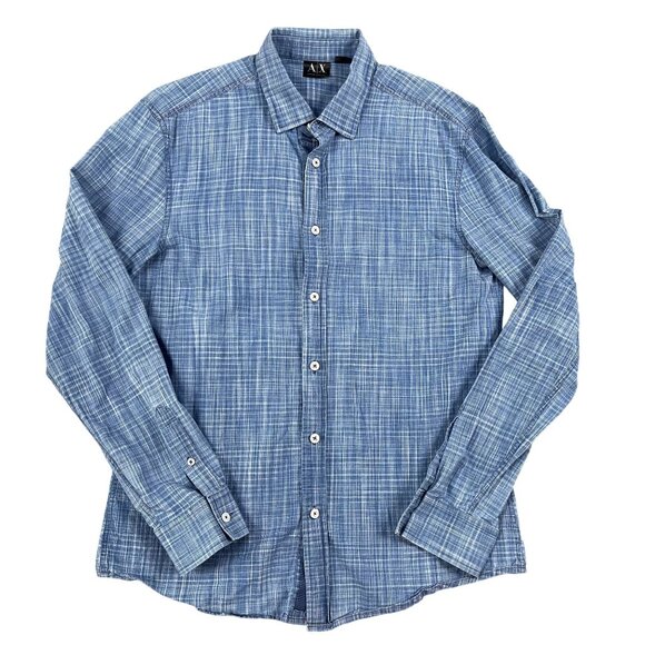 Armani Exchange Button Down Shirt Mens Medium 100% Cotton Luxury - Picture 1 of 6